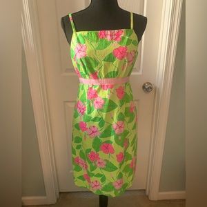 EUC Lilly Pulitzer green/pink flower strapped dress
